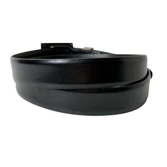 Men's Dress Belt Size 42 Black Smooth Genuine Leather Classic Square Buckle - Picture 5 of 6
